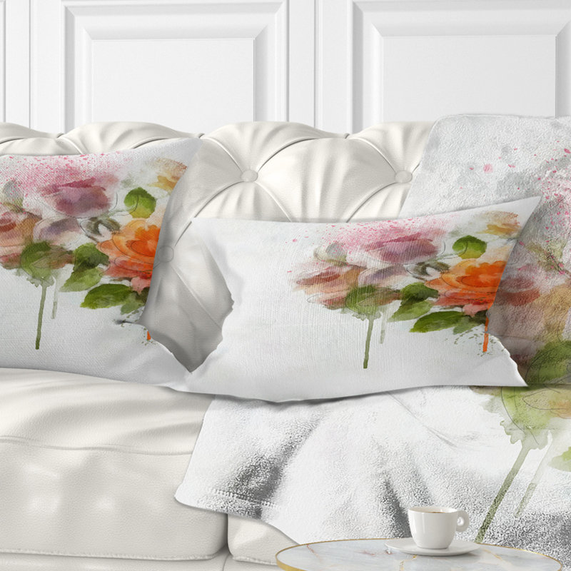 Coussin lombaire à fleurs tirées à la main flowerswork abstract