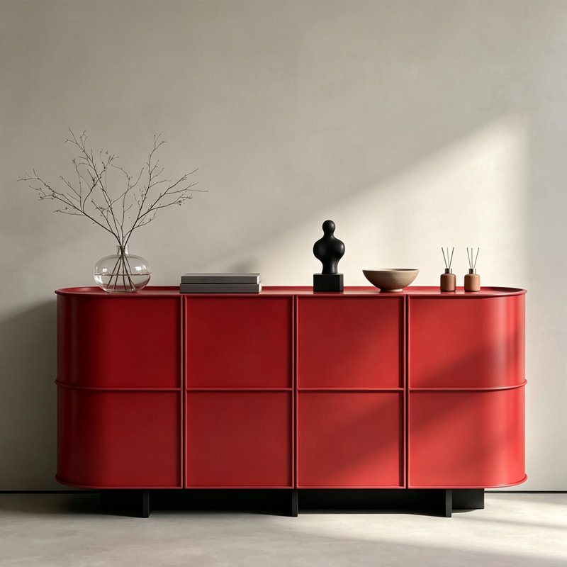 Buffet et armoire d'entrée simple laqué, H 33,46 po x l 78,7 po x P 15,75 po, Red