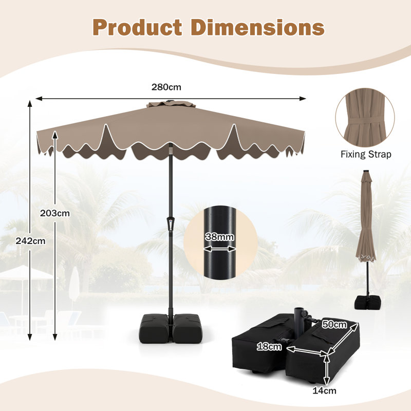 280 cm W X 280 cm D Beach Parasol with Crank Lift