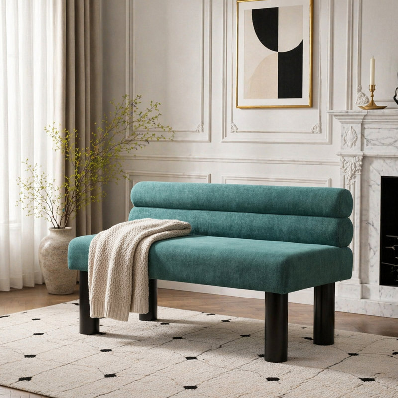 Banc de salle à manger rembourré, bout de lit, banc d'entrée, Black,Green