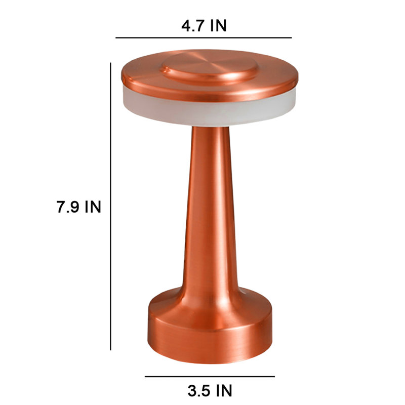 Xeni LED Portable Metal Table Lamp Rechargeable Battery 3-Levels Brightness Night Light, Rose Gold