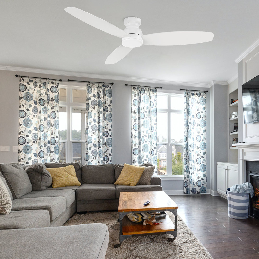 60" Donnabelle 3 - Blade Flush Mount Ceiling Fan without Light Hokku Designs 