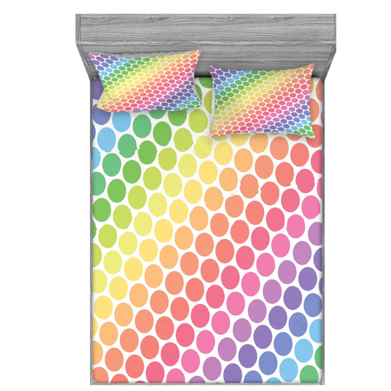 Microfiber Polka Dots Sheet Set, Full Sheet Set with Fitted Sheet