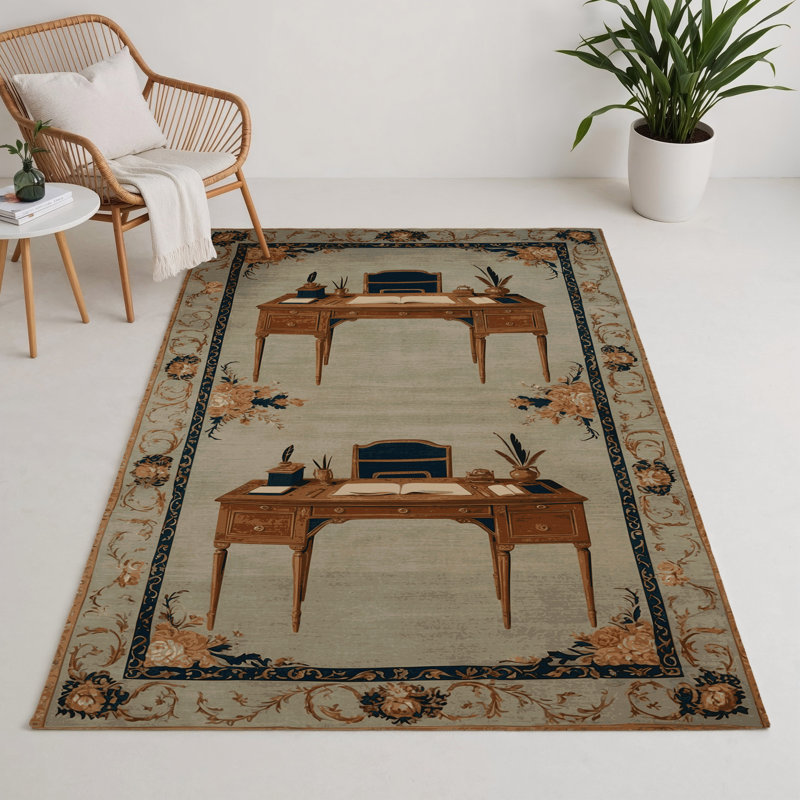 Tapis d'intérieur et d'extérieur brun français, Rectangle 5 pi x 7 pi