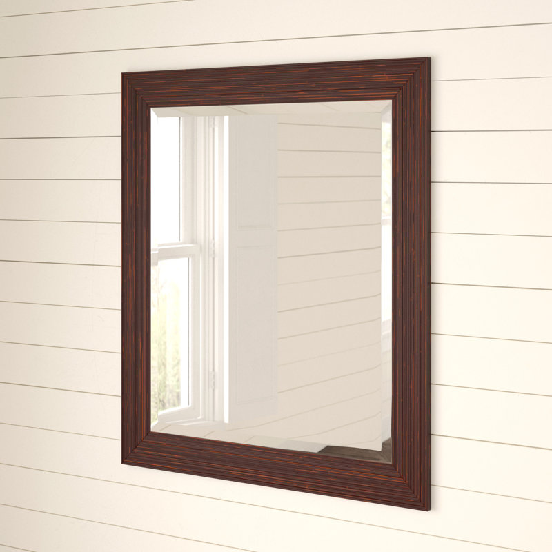 Elisah Flat Wall Mirror, 25.75" x 21.75", Brown