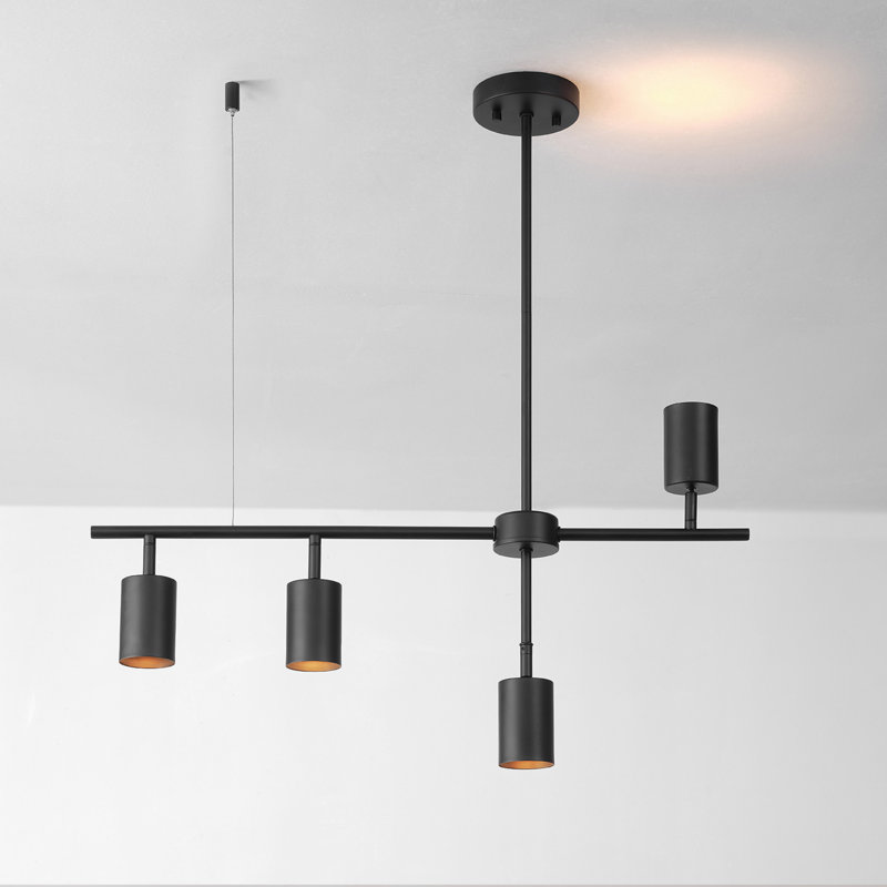 Ensemble de rail d'éclairage 4 lumières Jeremaiah, Noir, H 29,9 po x L 5,75 po x P 5,75 po