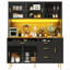 Black Tall Storage Cabinet with LED Lighting & Pegboard Shelves, Highboard for Living, Affordable Organization