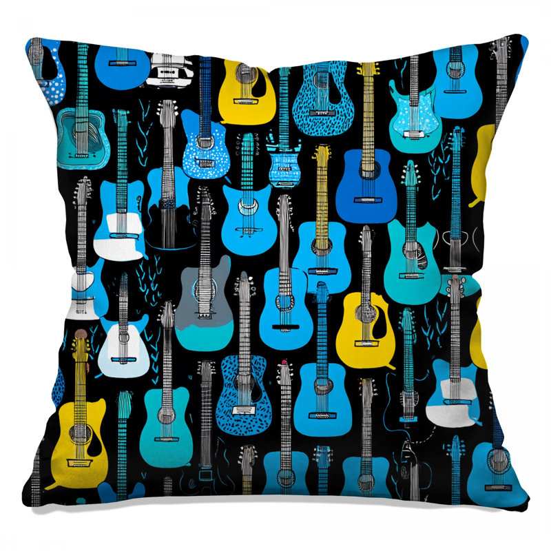 Coussin Guitars, coussins double face Music, 16 x 16 inches