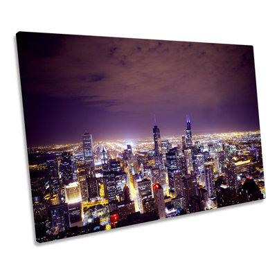 Chicago Skyline Cityscape - Wrapped Canvas Print