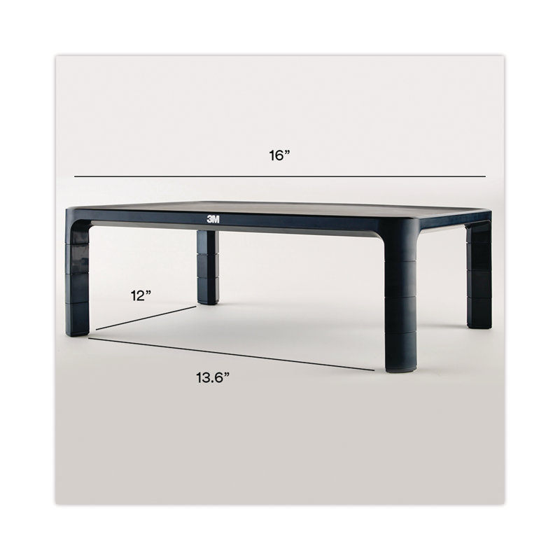 Adjustable Black Plastic Monitor Stand with Height Adjustment