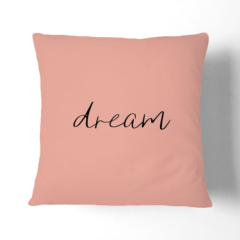 Dream Typography Square Throw Cushion, White, 40cm H x 40cm W x 15cm D