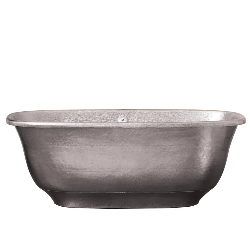 Santorini 66" x 32.5" Freestanding Soaking Copper Bathtub, Brushed Nickel