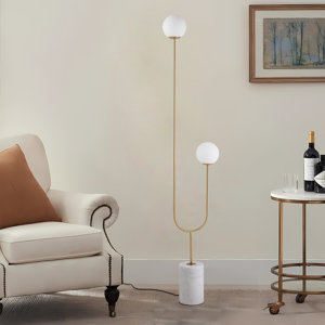 Velio Moon Like Marble Gold Uma Floor Two Glass Floor Lamp