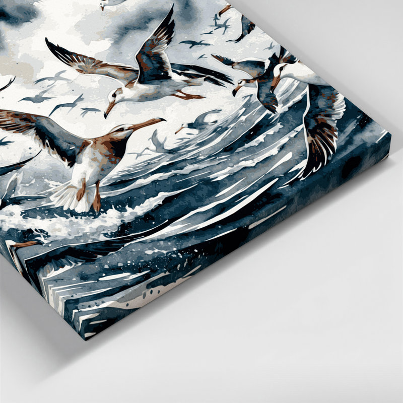 Oiseaux, art mural sur toile vert Fulmar, H 20 po x l 30 po