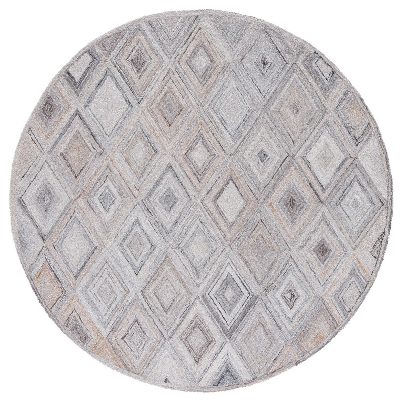 Liskeard Hand Tufted Geometric Area Rug , Round 6'