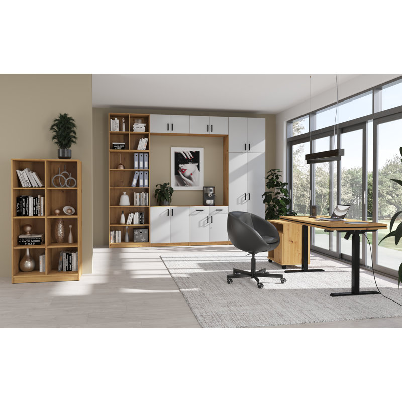 21 MALTA Adjustable Metal Base Standing Desk, Artisan Oak