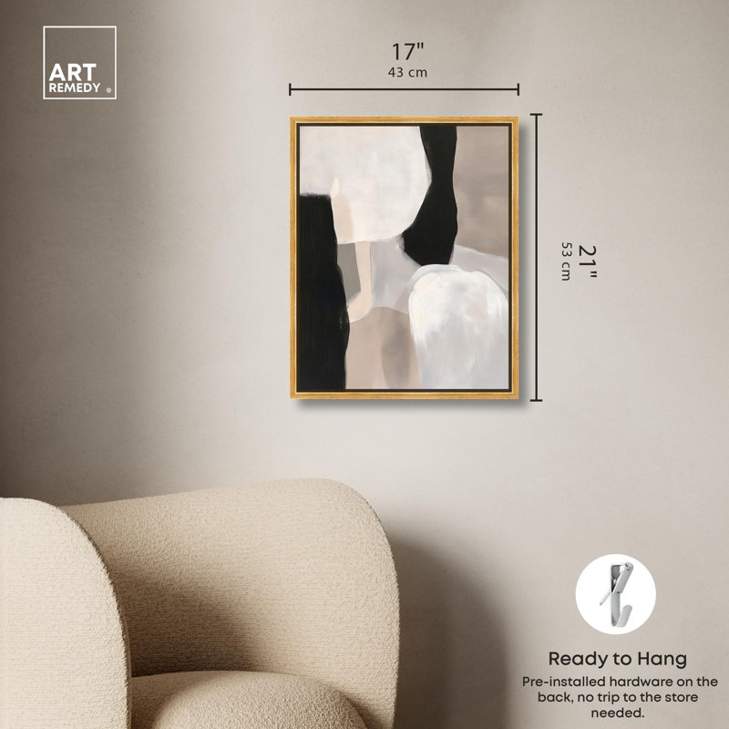 «Soft Shadowplay I Canvas Modern Boho» par Art Remedy, H 21 po x l 17 po, Cadre flottant doré