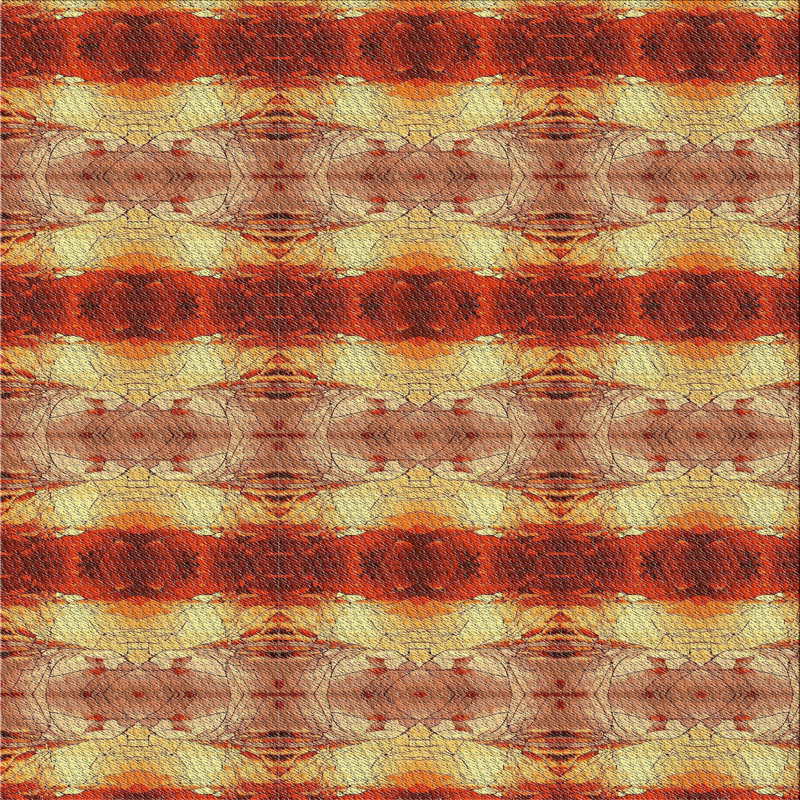 Tapis jaune / rouge, Carré 8 pi