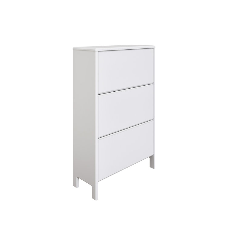 27 Pair Solid Wood Shoe Storage, White