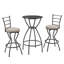 Ensemble de 3 tables de bar et chaises pour chaises de bar à hauteur de comptoir avec dossier en métal et siège en tissu