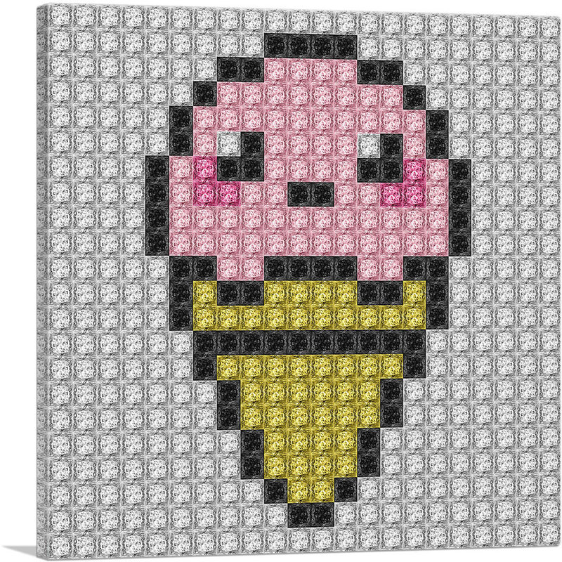 «Strawberry Ice Cream Cone Shop Jewel Pixel», impression sur toile tendue, H 26 po x l 26 po x P 0,75 po