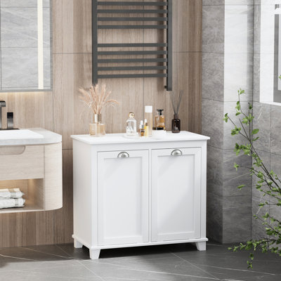 Armoire de salle de bain blanche - Trieur de linge inclinable Beaucoup d'espace pour les serviettes et les accessoires avec surface de recouvrement lisse 30 po x 15,5 po 27,5 po, structure à eau l 27,5 po