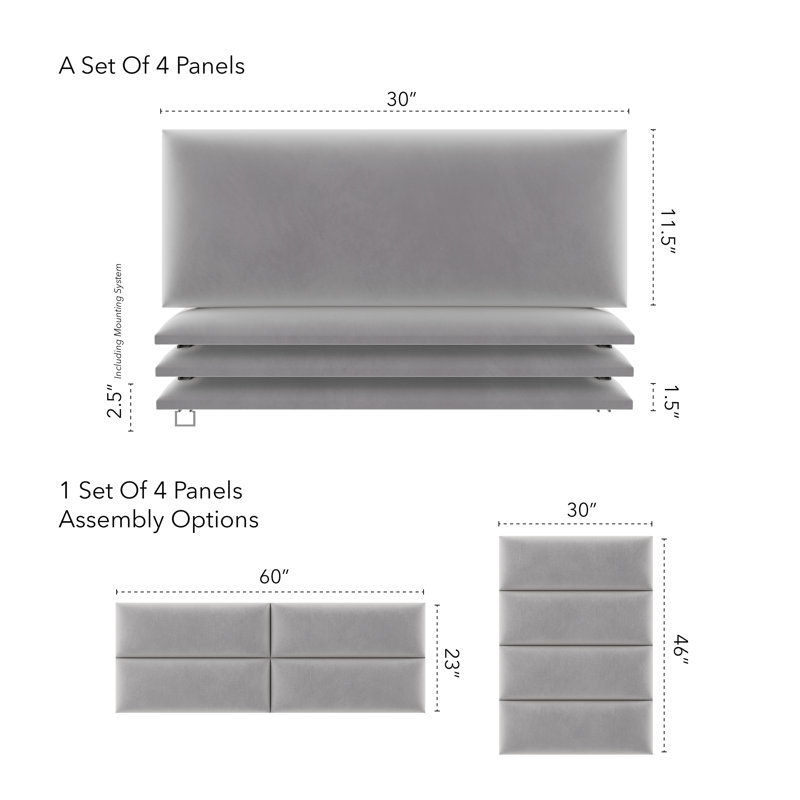 Velvet Wall Paneling in Platinum Gray