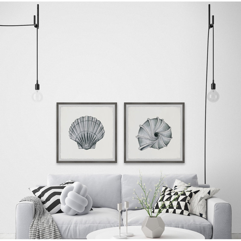 «Metallic Shells Diptych» par Parvez Taj - cadre photo 2 pièces, reproduction d'art, H 12 po x l 12 po x P 1,5 po