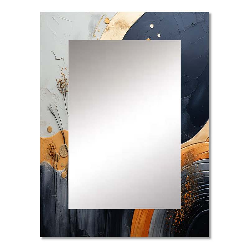Yellow and black Landscape Symphony IV - Landscapes Decorative Wall Mirror, Modern Large Mirror, Printed Metal Art, 32" x 24"