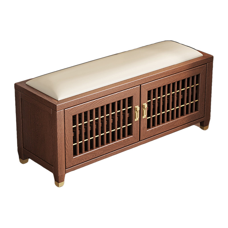 Banc de rangement en bois massif Traditional, Blanc