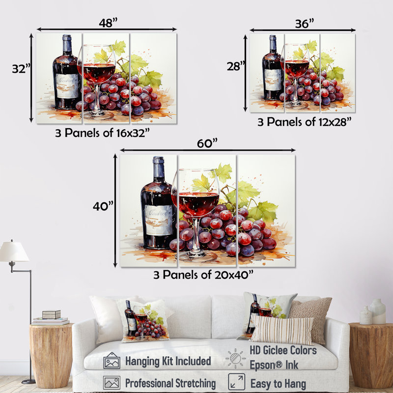 «Balayage de bourgogne bordeaux», art mural vin, Toile tendue, H 28 po x l 36 po