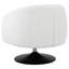Beige and matte black upholstered swivel accent chair
