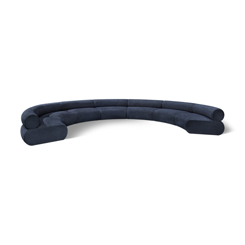 Canapé modulaire rembourré Bale, Tissu chenille bleu marine
