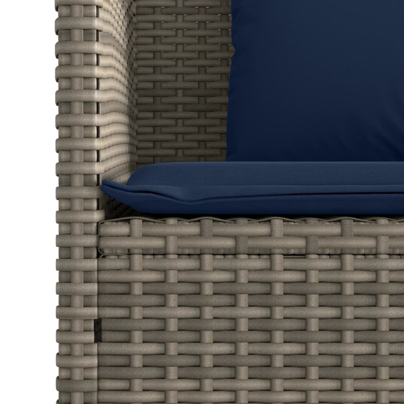 Banc de patio avec coussins Vidaxl, Bleu marine / gris