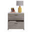 Unité latérale à deux tiroirs brun, finition chêne, accents gris, structure, idéal pour classer les finitions de décor de bureau personnel, tiroirs, cadre, utilisation