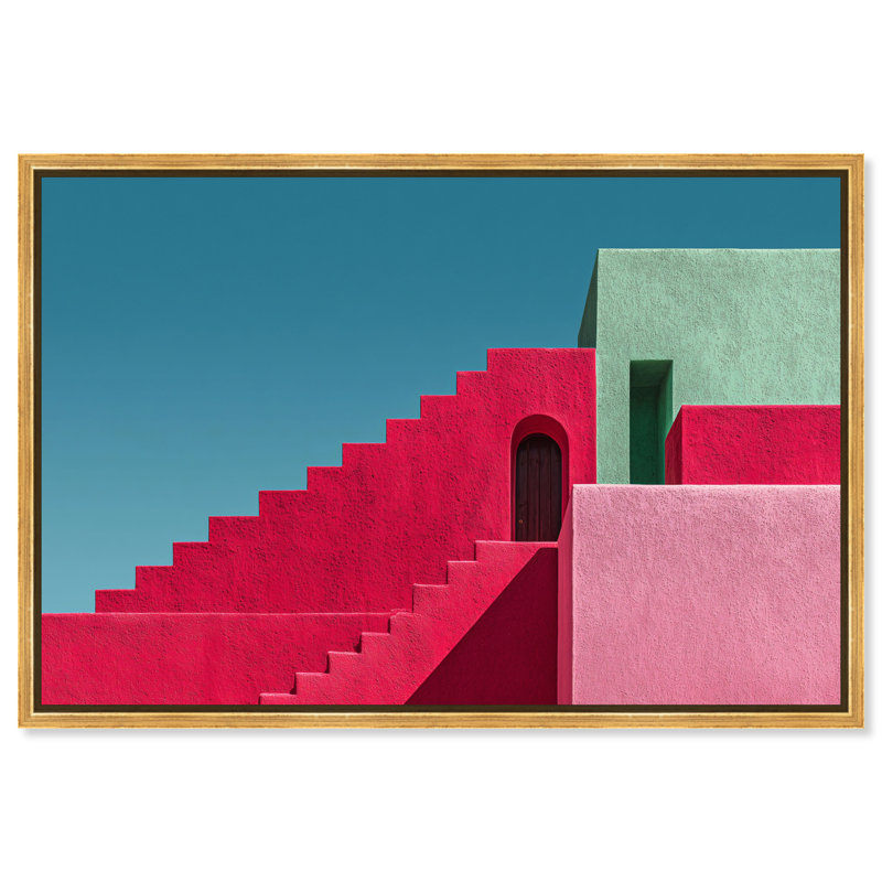Aquamarine Angle I Architecture Canvas Print by Oliver Gal, Black Frame, 15 x 10, 25"H x 17"W, Gold Floater Frame