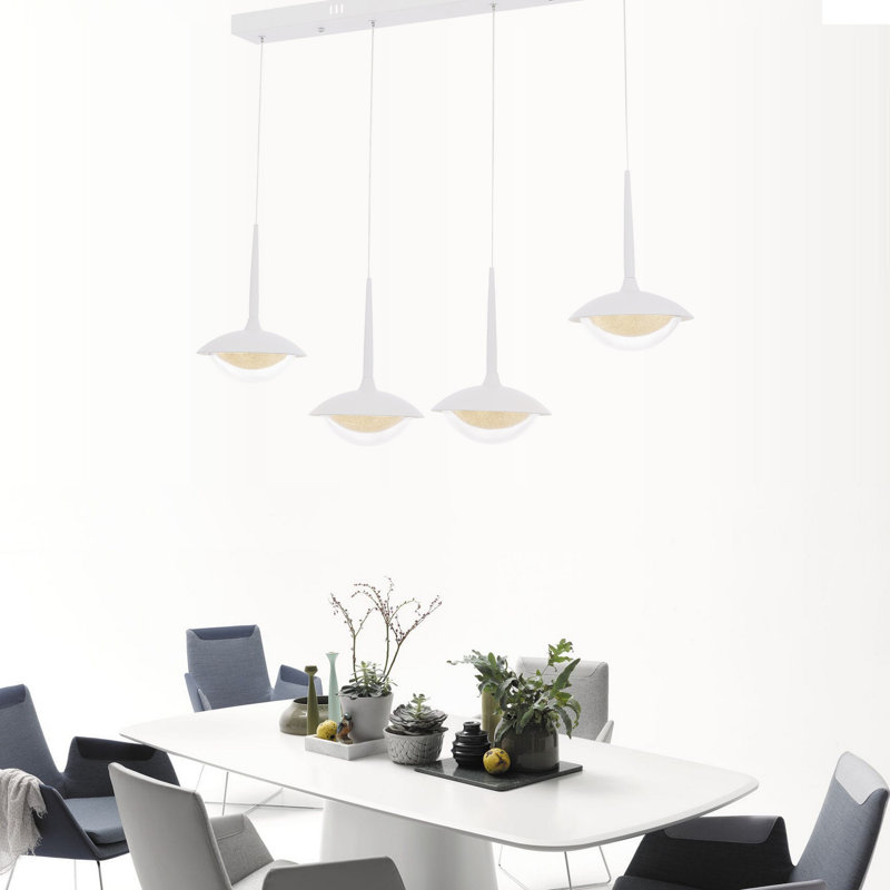 4 - Light LED Kitchen Island Pendant, White
