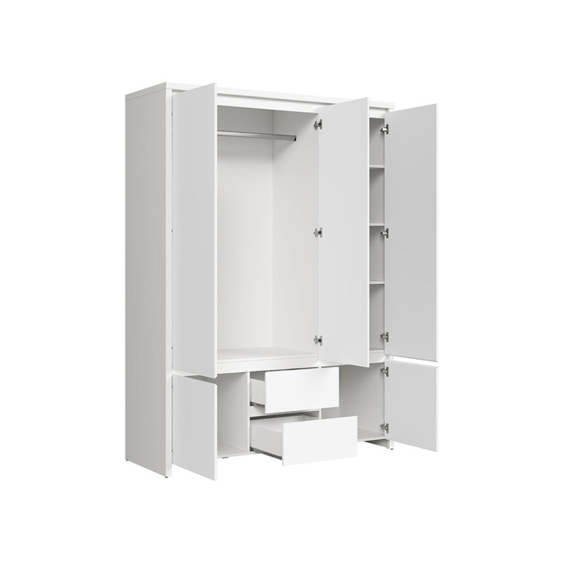 Kaspian 5 Door Manufactured Wood Wardrobe, White