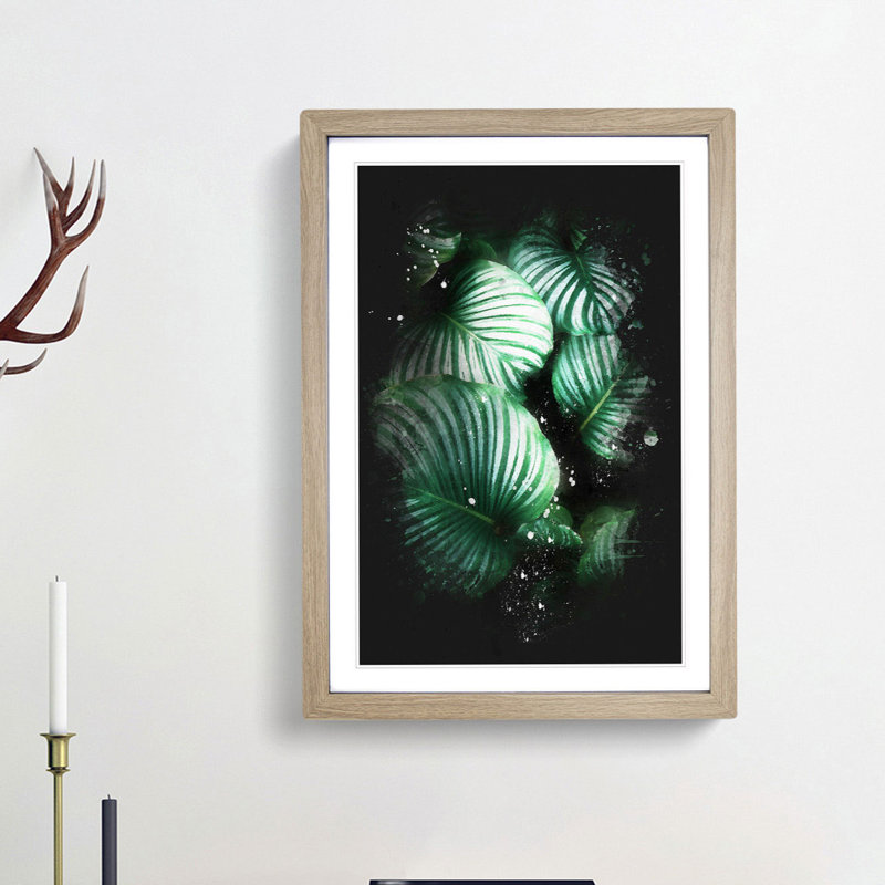 Gathered Green Plant Leaves - Framed Print, 45cm H x 33cm W x 2cm D, Oak Framed