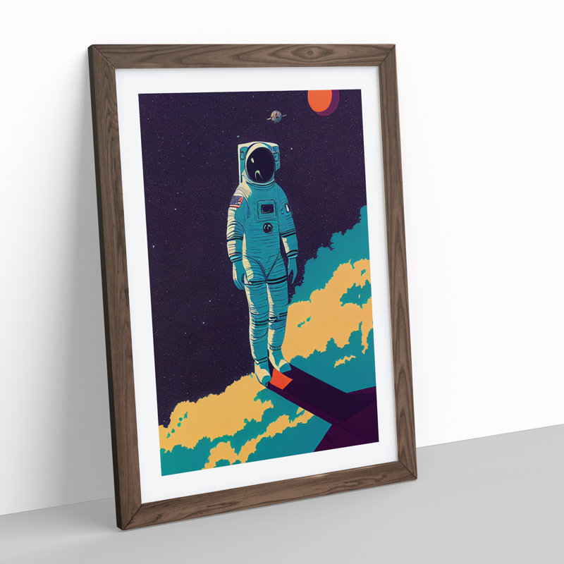 Astronaut In Space No.2 - Single Picture Frame Print, 46cm H x 34cm W x 2cm D, Walnut Framed