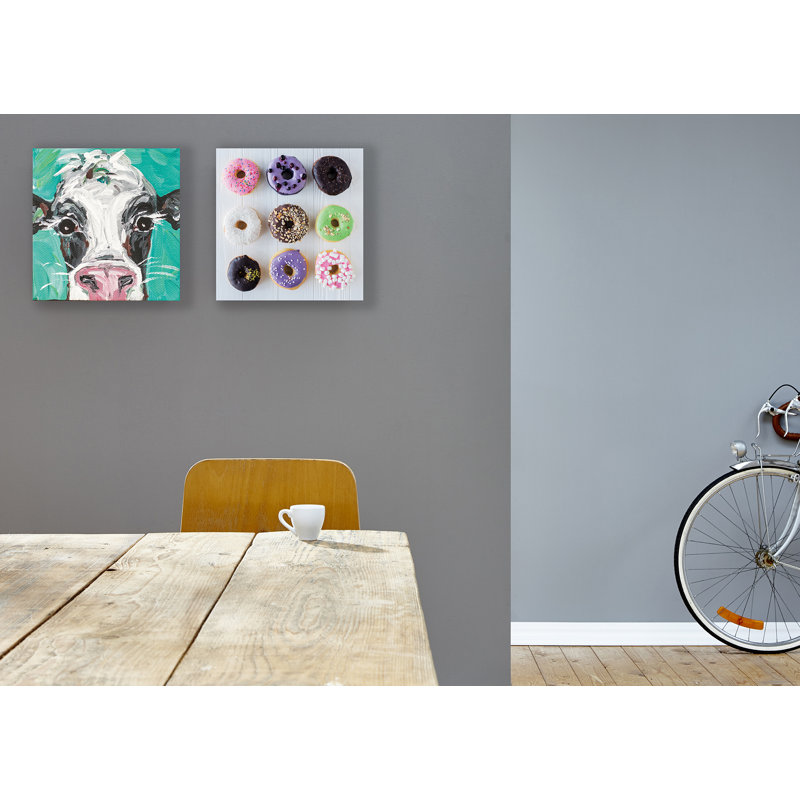 «Colorful Donut Grid», art mural, Toile tendue, H 17 po x l 17 po x P 1,5 po