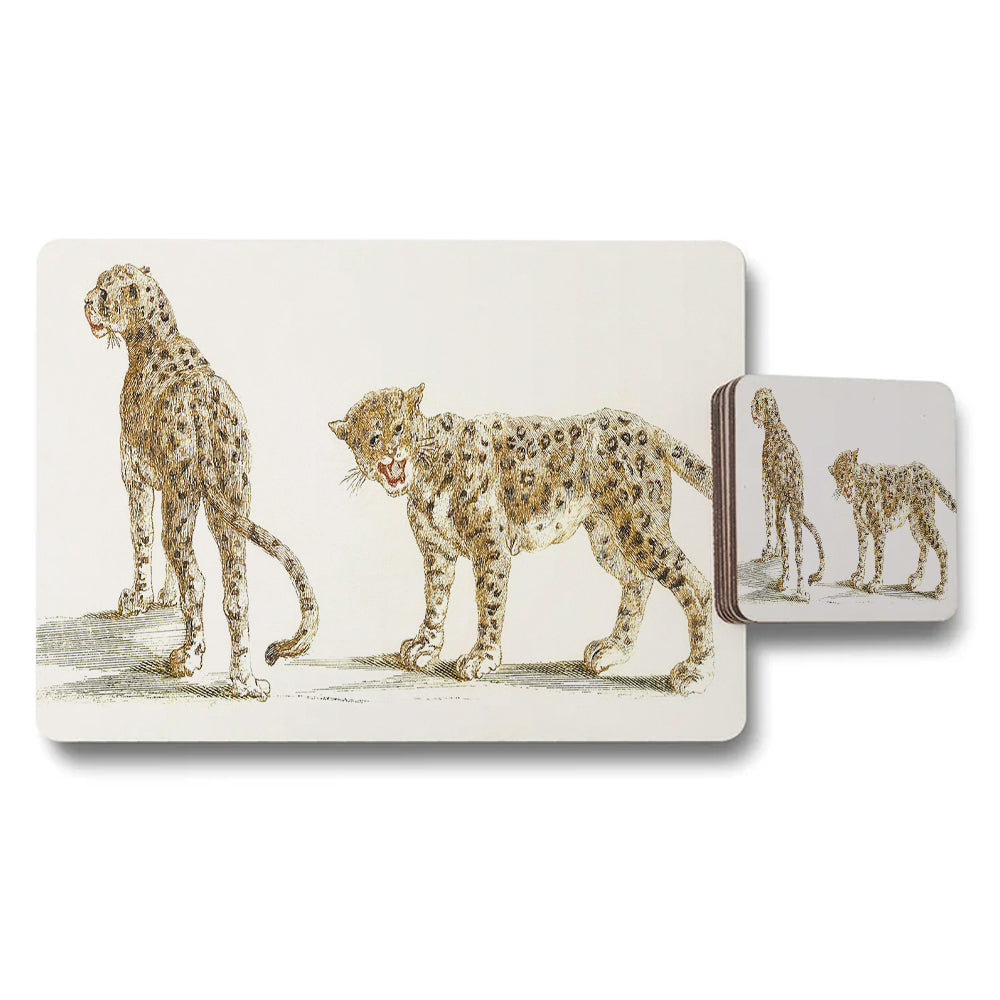 Leopard Print Placemat And Coaster Set For Dining Table Decor