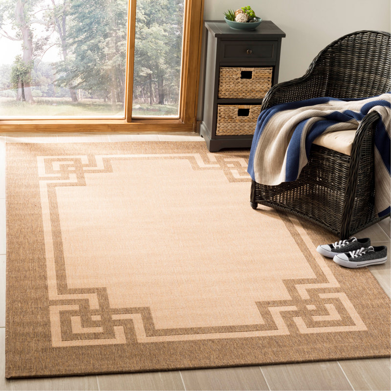 Tapis beige déco / beige foncé, Rectangle 8 pi x 11 pi 2 po