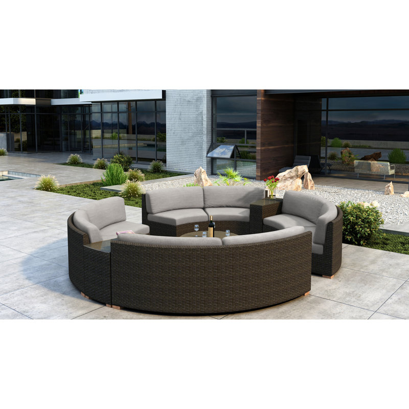 Glen Ellyn 8 - Person Patio Conversation Set with Cushions, Cast Silver Sunbrella®