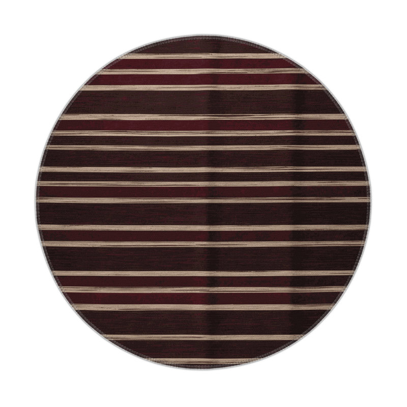 Tapis intérieur / extérieur brun HorizontalStripes, Rond 5 pi