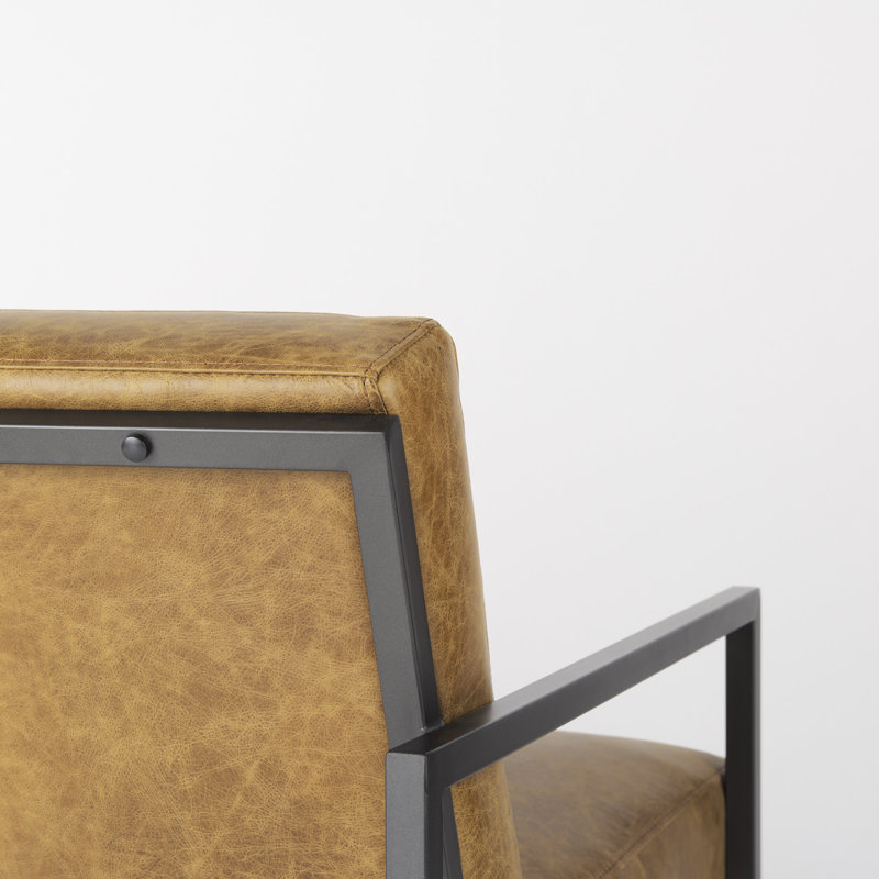 Manske Upholstered Armchair, Brown Genuine Leather