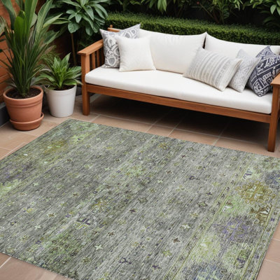 Tapis intérieur lavable floral à motif sauge et gris 10 pi x 14 pi