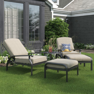 Frazee 5-Piece Adjustable Club Chair Conversation Set with Cushions and 24'' Round End Table