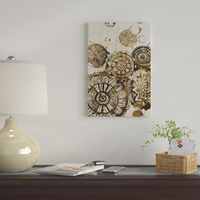 « africain cercles », impression sur toile, H 12 po x l 8 po x P 0,75 po, Toile tendue, Pas de tapis
