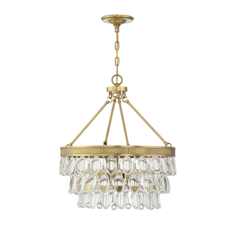 Luminaire suspendu 4 lumières Savham House Windham, Laiton chaleureux, Quatre lumières
